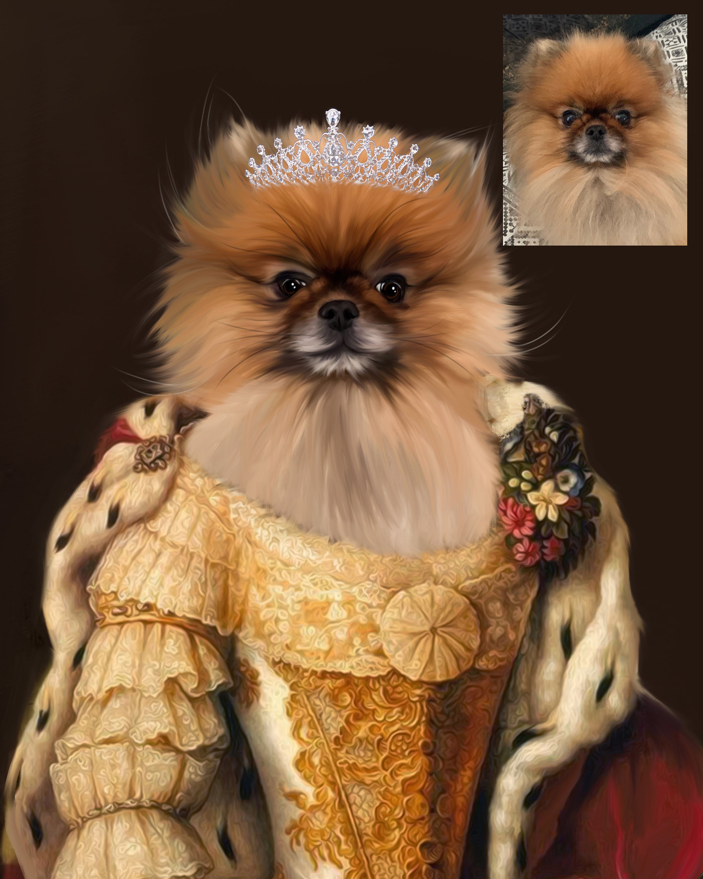Dogs Queen Custom Royal Portrait. Dog art. Gift for Dog lovers Etsy