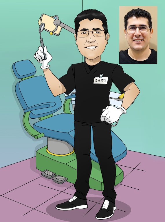 Labor Day Gift Custom Dentist Caricature Cartoon Portrait - graduation gift, for dental and for hygienist