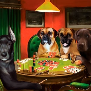 Custom Pet Portrait, Dogs Playing Poker, Funny Pet Lover Gift, Portrait from your photos image 4