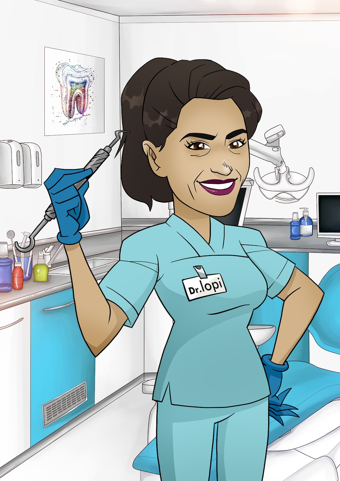 Female Dentist gift medical gift custom cartoon portrait Etsy