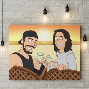 Valentinstag Geschenk für Freund, Cartoon Paar Porträt von Ihnen Fotos.
