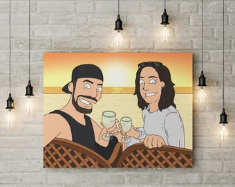 Valentines day gift for boyfriend, Cartoon Couple Portrait from you photos.