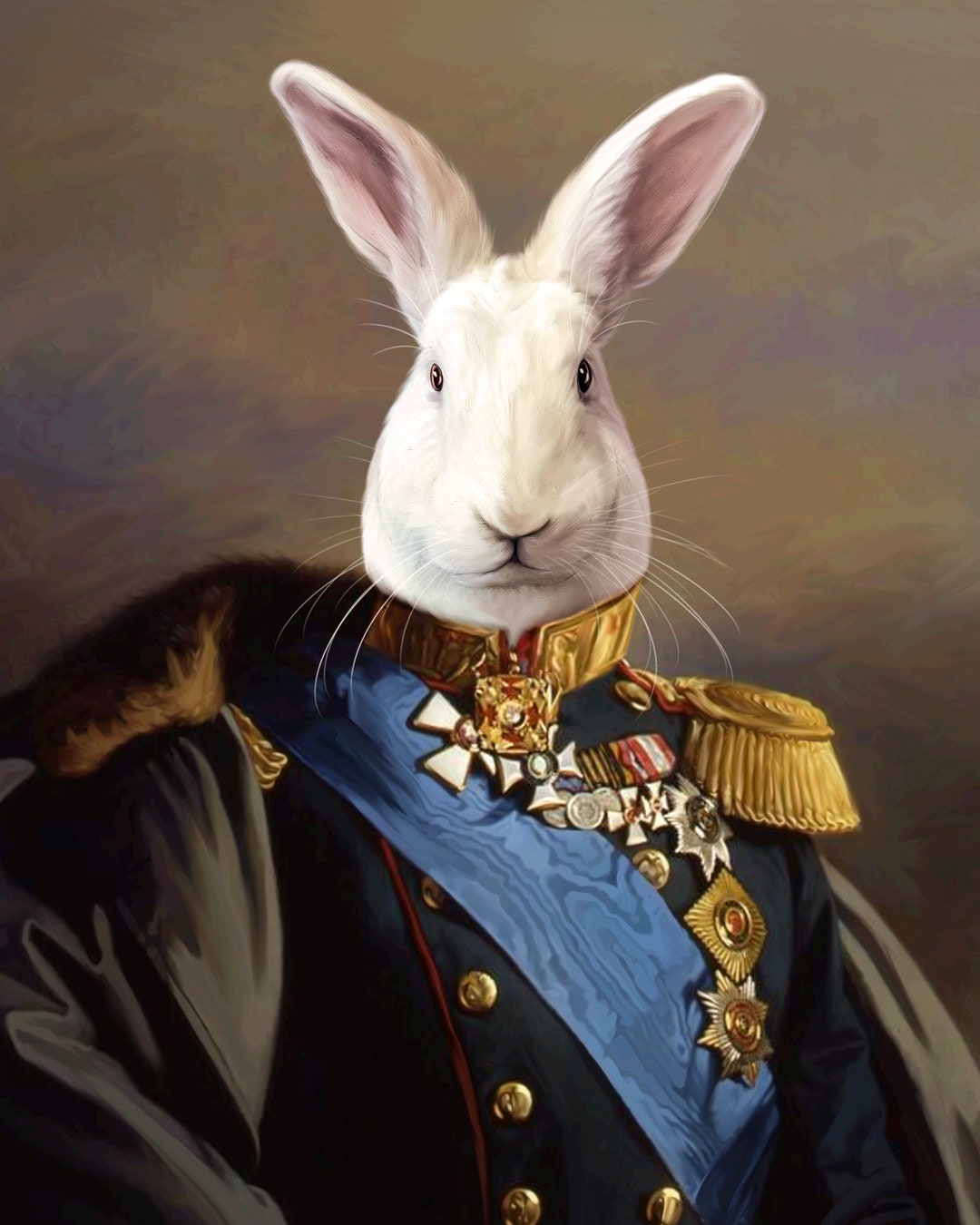 New Zealand Rabbit Royal Portrait Custom Pet Portrait New Etsy