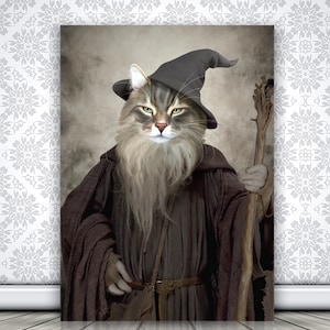 Royal Pet Portrait, Fantasy Pet Portrait, Wizard Cat Portrait, Custom Cat Portrait