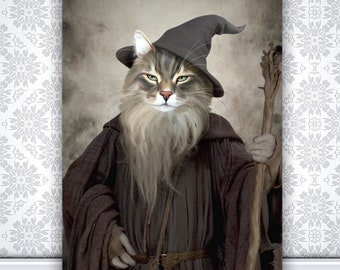 Royal Pet Portrait, Fantasy Pet Portrait, Wizard Cat Portrait, Custom Cat Portrait