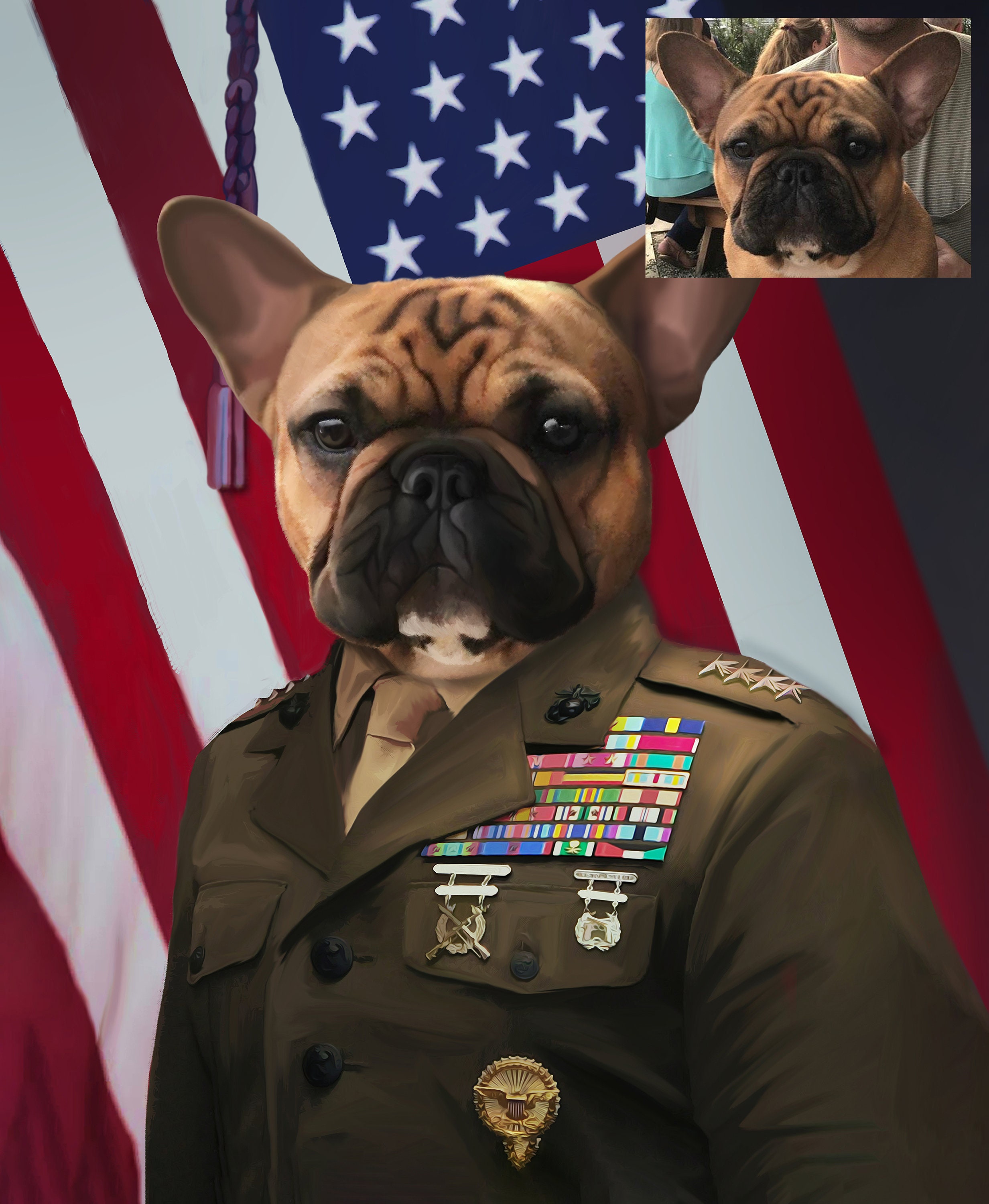 Dog Portrait USA General Military Custom Pet Regal Portrait. - Etsy