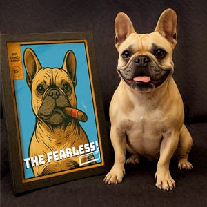 Französische Bulldogge Cartoon Portrait l Benutzerdefinierte Haustier Portrait l Haustier Gedenkkunst