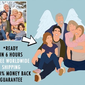Ritratto senza volto, stampa commemorativa di famiglia, illustrazione di famiglia personalizzata