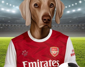 Soccer Dog, Custom Pet Portrait, Football Lover Gift, English Soccer