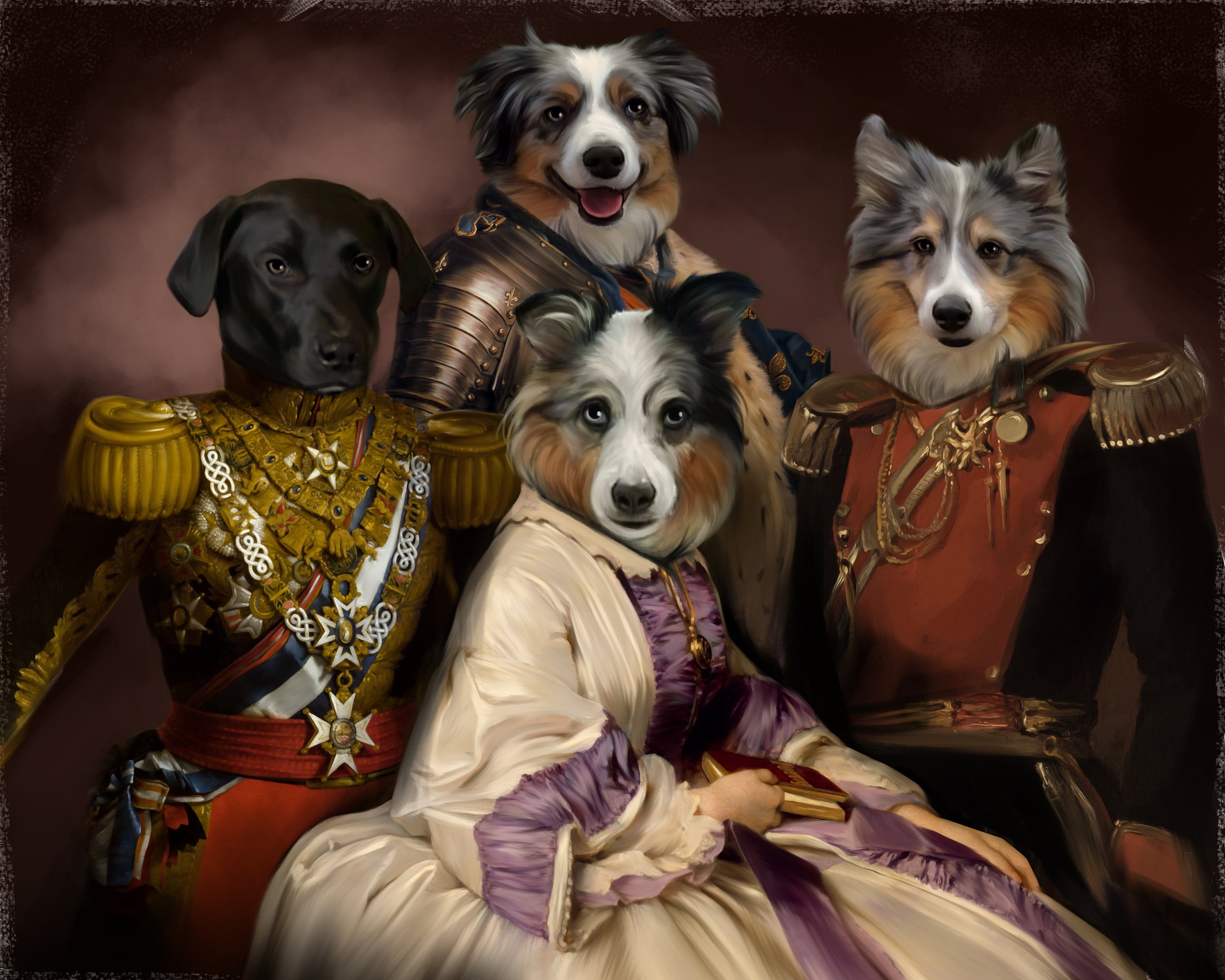 Personalized Regal Dog Portrait on Canvas. Etsy UK