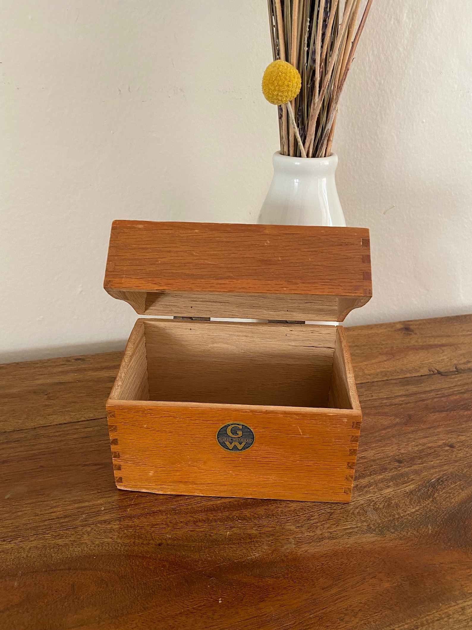 Vintage Globe Wernicke File Box, Card Box, Recipe File, Globe Wernicke