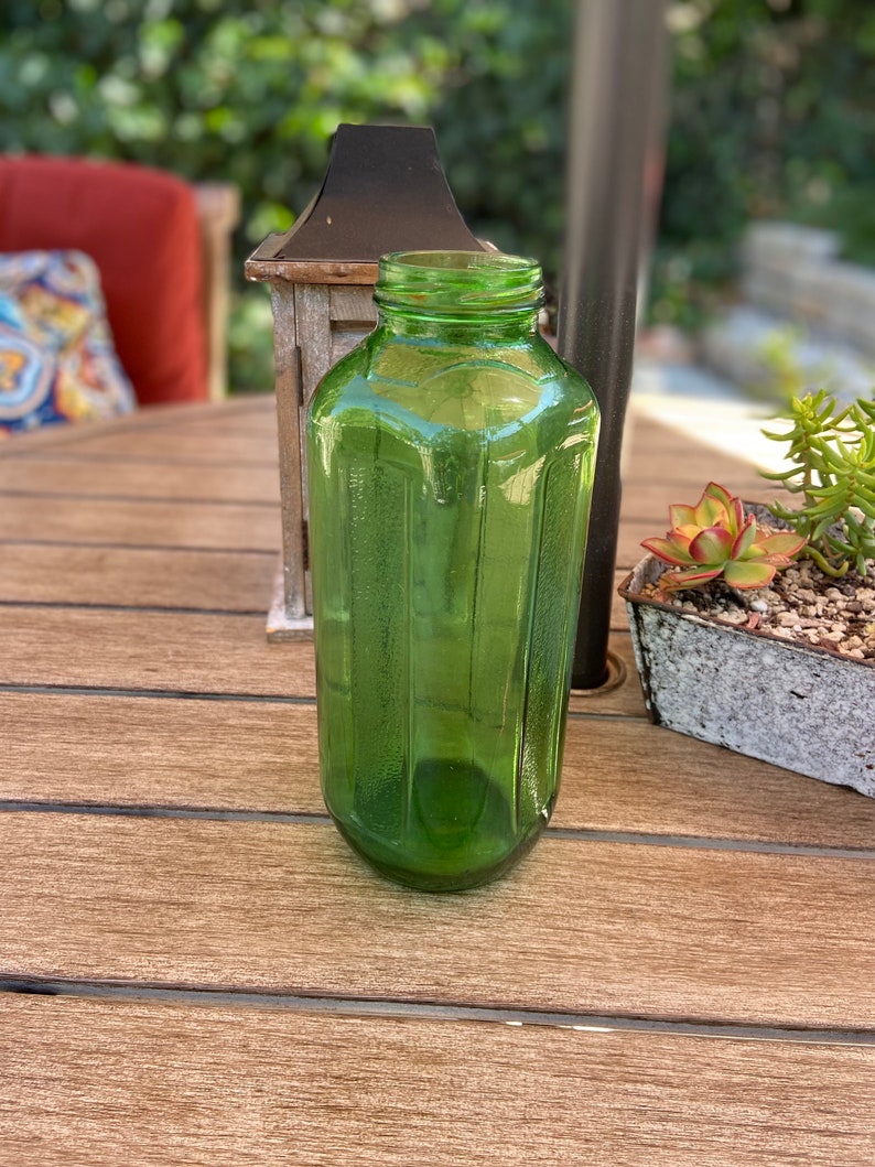 Vintage Emerald Green Glass Water/juice Bottle Etsy