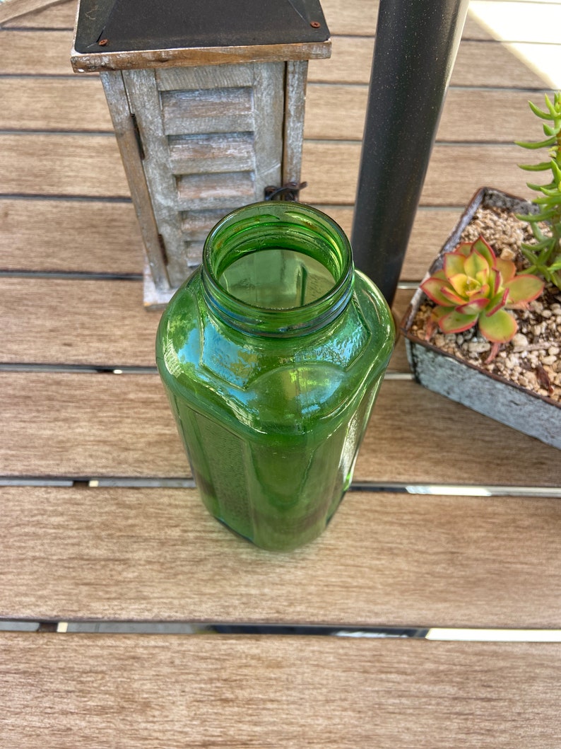 Vintage Emerald Green Glass Water/juice Bottle Etsy
