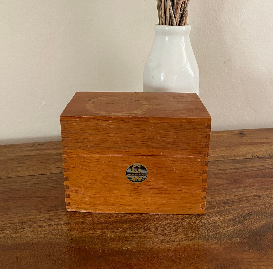 Vintage Globe Wernicke File Box, Card Box, Recipe File, Globe Wernicke