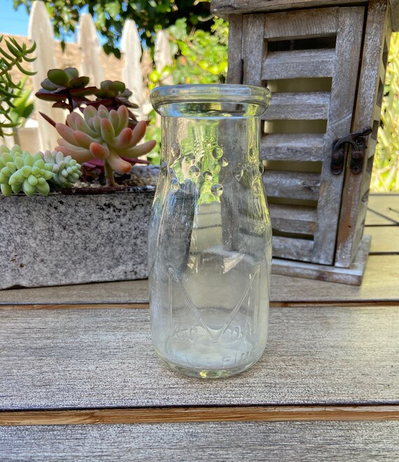 Antique Glass Milk Bottle/creamer Half Pint Etsy