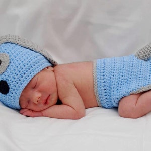 Crochet Puppy Hat and Diaper Cover Photo Prop image 1