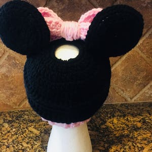 Minnie Mouse Inspired Messy Bun Hat, Minnie Mouse Hat image 9