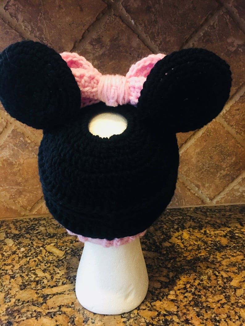 Minnie Mouse Inspired Messy Bun Hat, Minnie Mouse Hat image 9