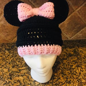 Minnie Mouse Inspired Messy Bun Hat, Minnie Mouse Hat image 7