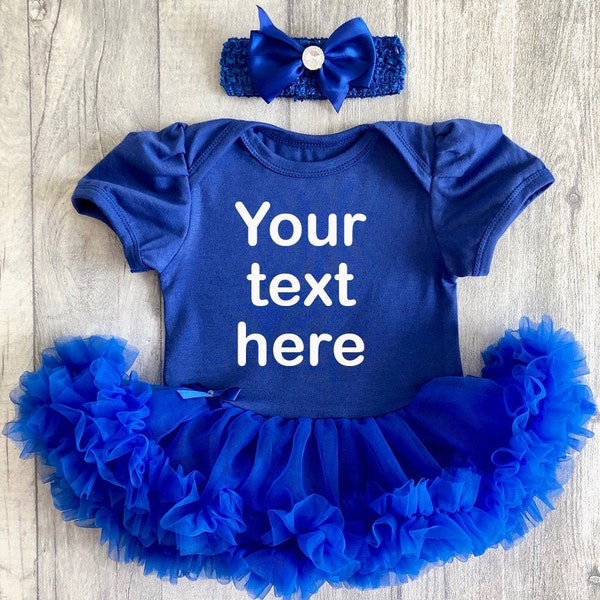 Personaliza y personaliza tu propio Royal Blue Tutu Romper con diadema de lazo, regalo de cumpleaños de navidad recién nacido regalo de recuerdo lindo