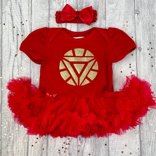 Baby Girl's Superhero Tutu Romper with Bow Headband, Book Day Costume, Newborn Princess Gift