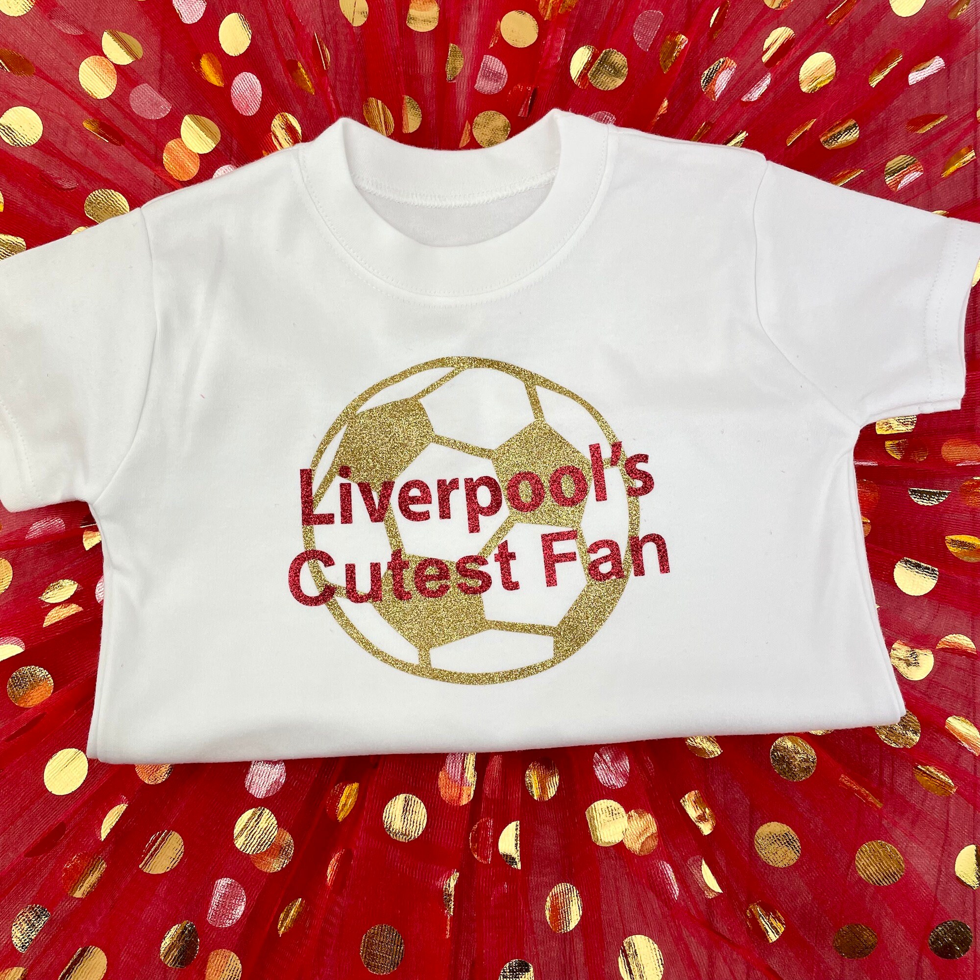 Liverpool Football Girls Outfit Set Toddler White Short Sleeve T Shirt with Red Tutu Skirt Daddy s Girl Football Kit Keepsake Gift
