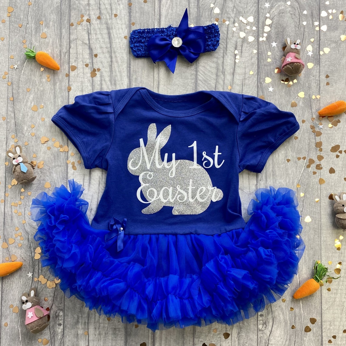 My 1st Easter Baby Girl's Outfit Silver Glitter Easter Etsy UK