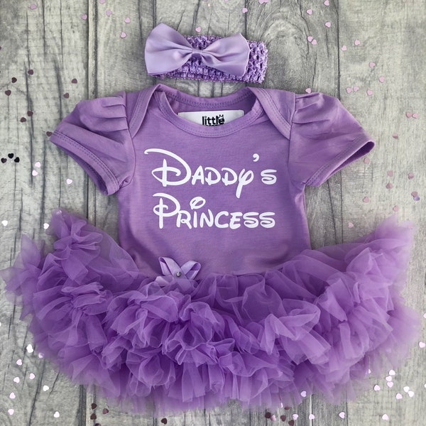 Daddy's Princess Baby Girl's Tutu Romper with Bow Headband