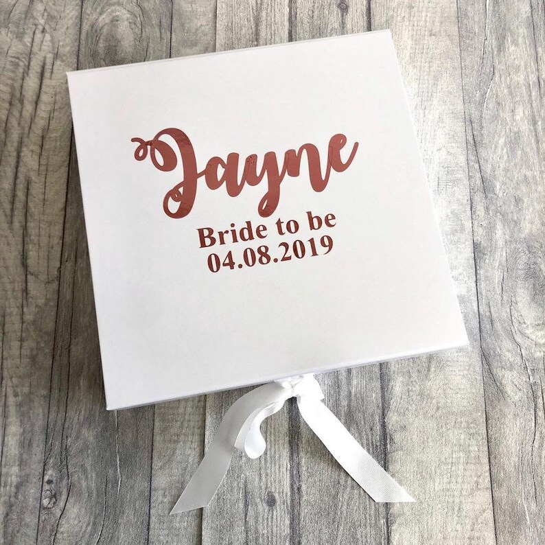 Love Hen Party Name Wedding Date Memory Box Keepsake Box Personalised Bride To Be White Box With Bow Wedding Day Engagement Present Gift Gift Wrapping Paper Party Supplies