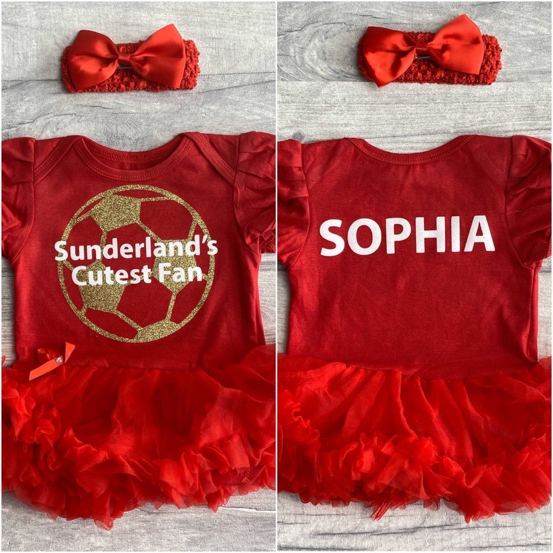 Personalised Sunderland's Cutest Fan Baby Girl's Red Tutu Romper With