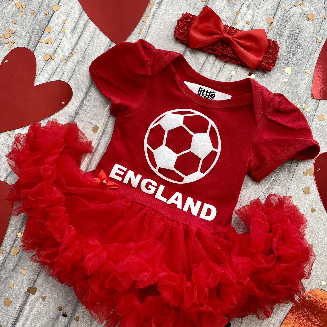 Baby Girl's England Football Outfit White Glitter England Etsy