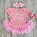 Call Disney! Princess has arrived Baby Girl's Light Pink Tutu Romper with Bow Headband, Newborn Princess Love Cute Present Baby shower Gift