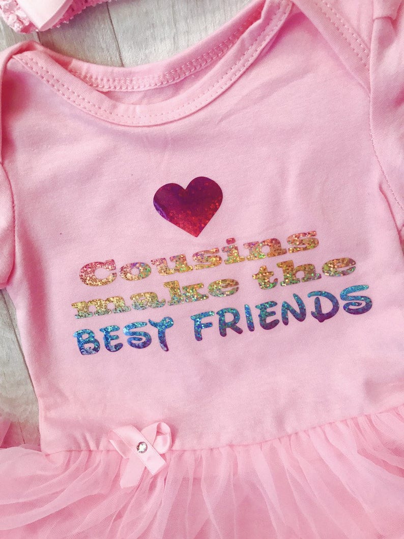 Present Shiney Princess Cousins make the Best Friends Pink tutu romper with bow headband Newborn Multi-coloured Love Baby Girl Heart