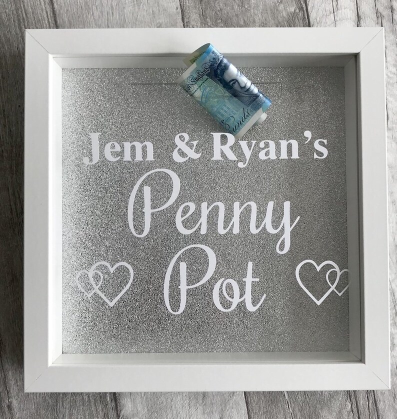 Personalised Penny Pot Money Saving Box Frame Couple Love Etsy