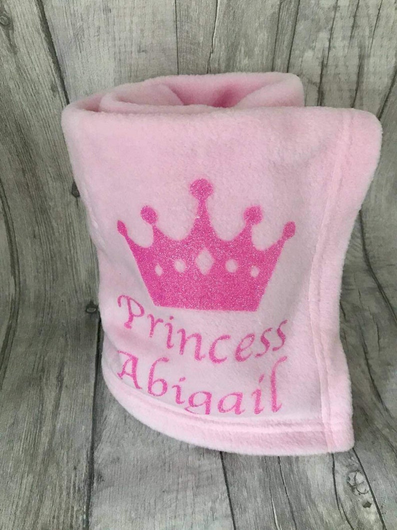Personalised Baby Girl Princess Blanket Gold Embroidered New Born Pink Gift