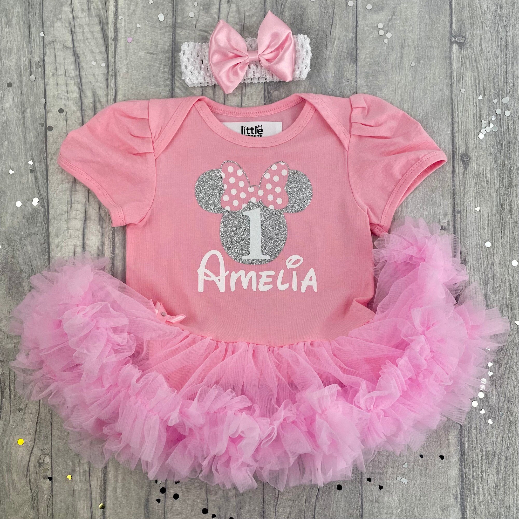 Set de tutu inspirado en Muñeca, Ropa cumpleaños niña rosado claro – Moda  Personalizada