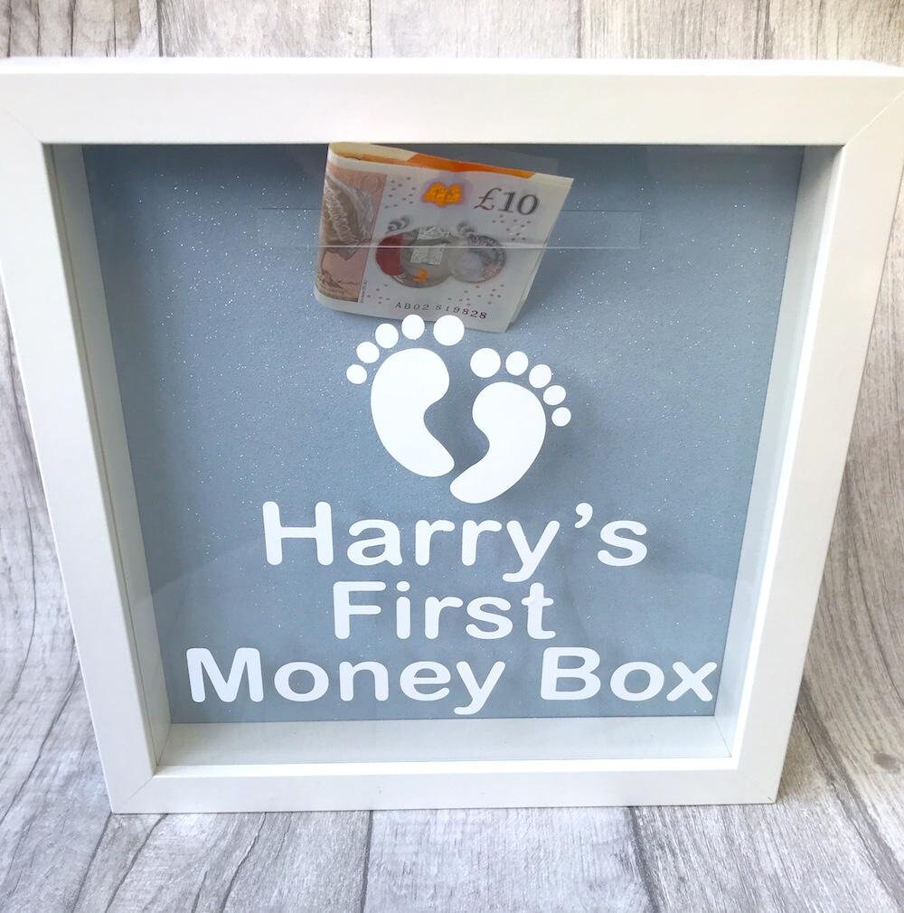 Personalised Baby's First Money Box Saving Box Frame Etsy