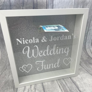 Personalised Wedding Fund Money Box Frame, Engagement Gift, Personalised names, Saving Fund Gift Present, Love Celebrate, Couple Perfect Day imagem 6