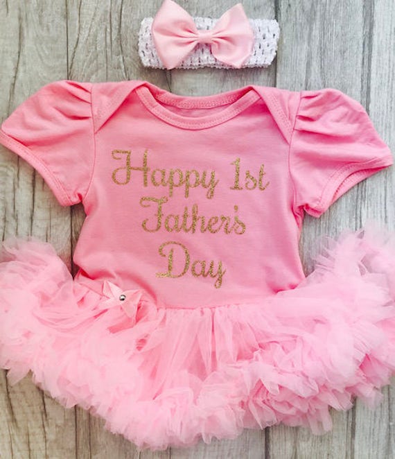 PERSONALISED 1ST FATHER/'S DAY Tutu Romper Pink Glitter Daddy /& Daughter Love