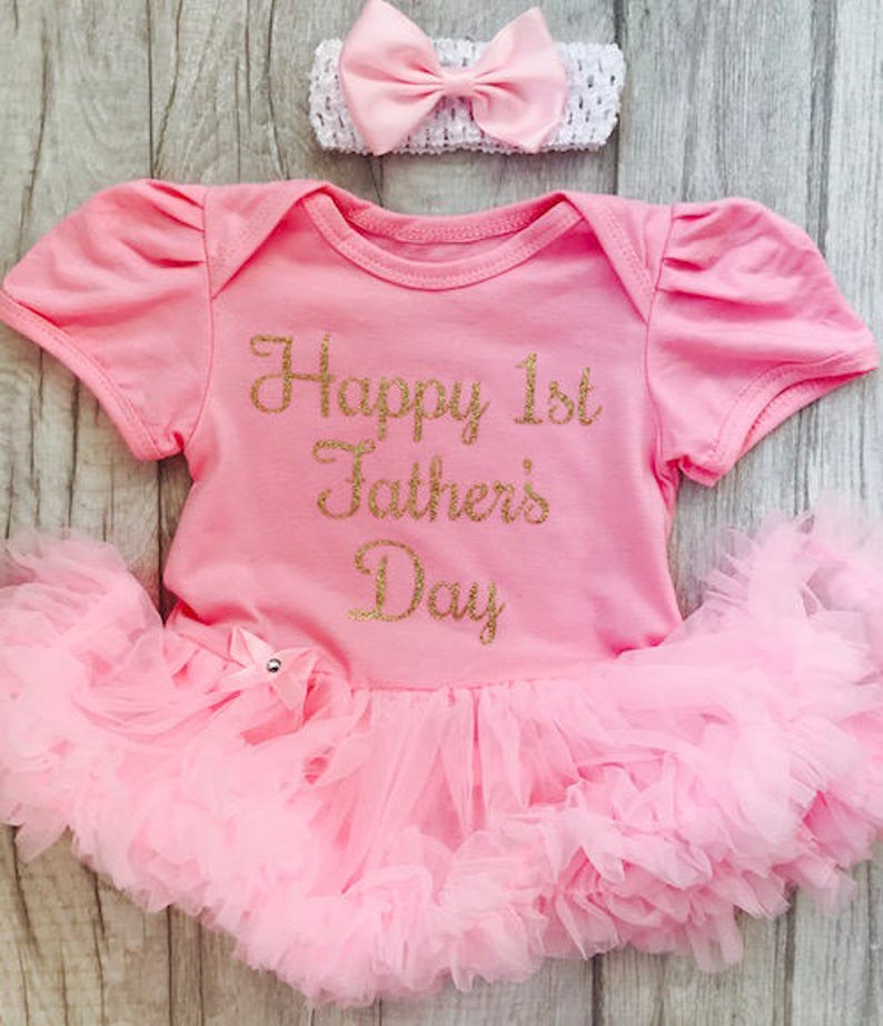 Newborn Baby Girls 1st Fathers Day Tops Romper Dress Headband Outfit Clothes