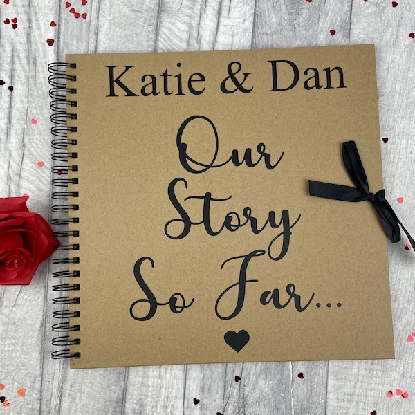 Personalised Anniversary Scrapbook Gift, Custom Our Story So Far... Keepsake Memories Present, Valentine's Day