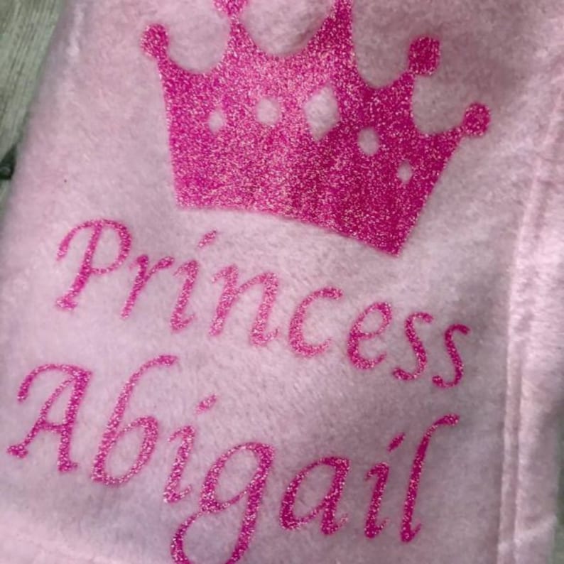 Personalised Baby Girl Princess Blanket Gold Embroidered New Born Pink Gift