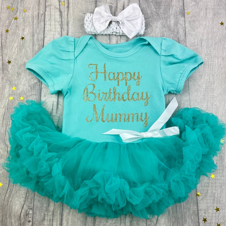 Happy Birthday Mummy Baby Girl's Tutu romper with Bow Headband, Newborn Baby Outfit, Present for Mummy, Keepsake Gift image 6