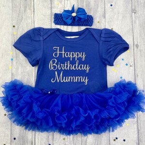 Happy Birthday Mummy Baby Girl's Tutu romper with Bow Headband, Newborn Baby Outfit, Present for Mummy, Keepsake Gift image 4