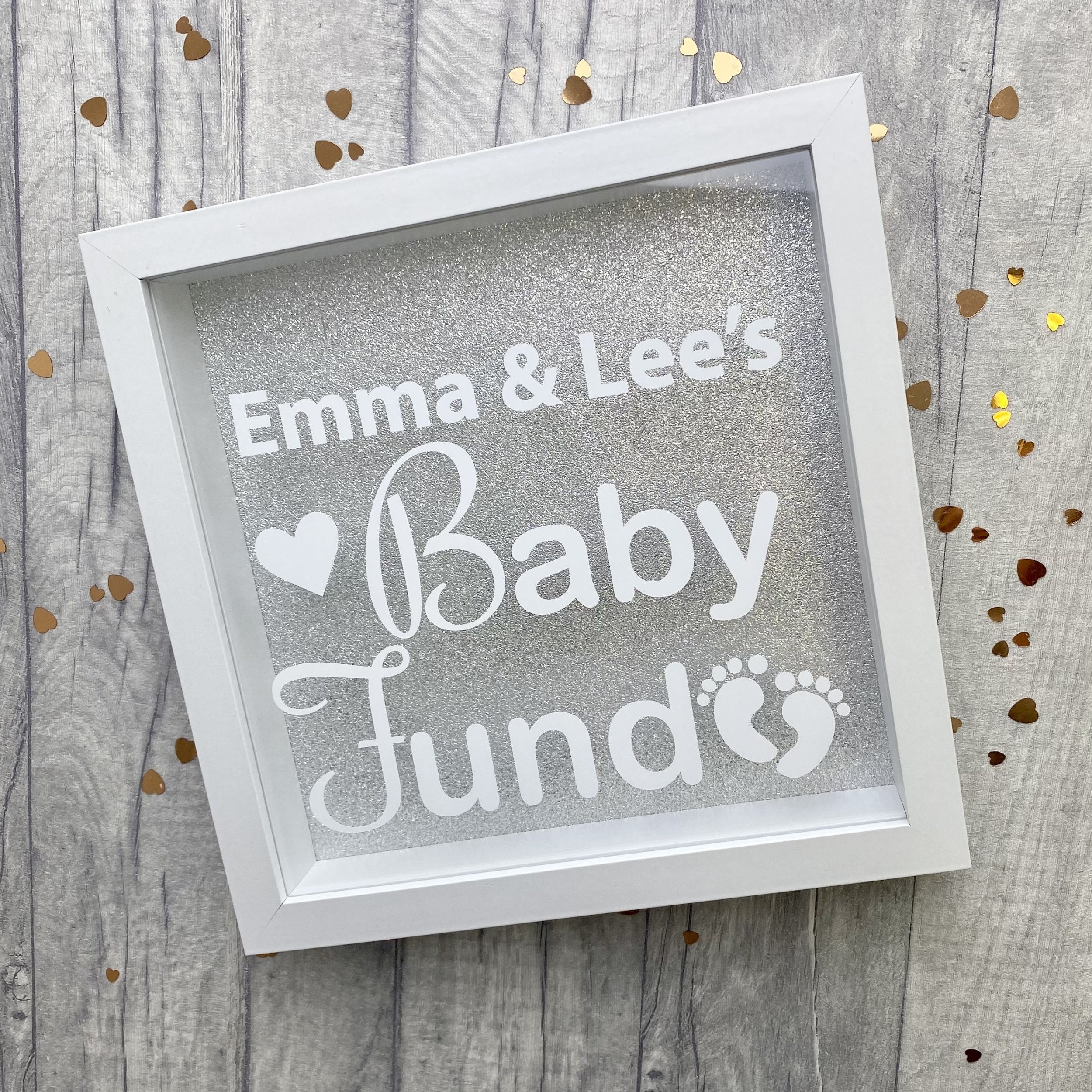 Personalised Baby Fund Money Box Frame With Glitter Etsy Australia