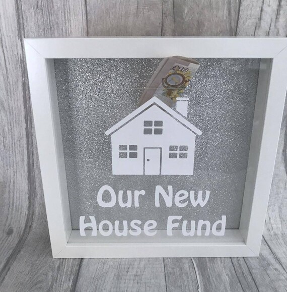 Our New House Fund Money Box Frame With Silver Glitter Image 0
