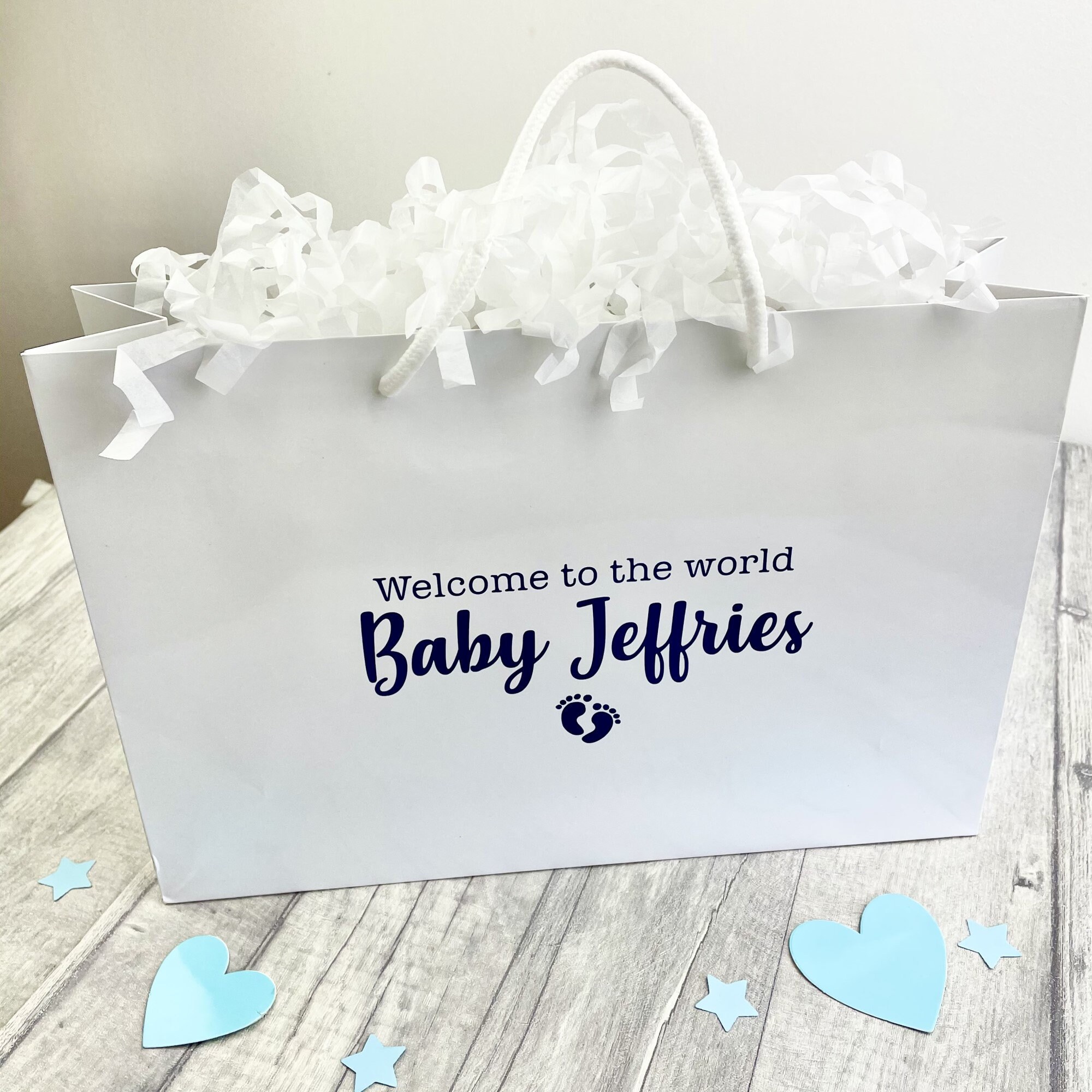 Newborn Personalised Gift Bag Luxury White Gift Bag Etsy UK