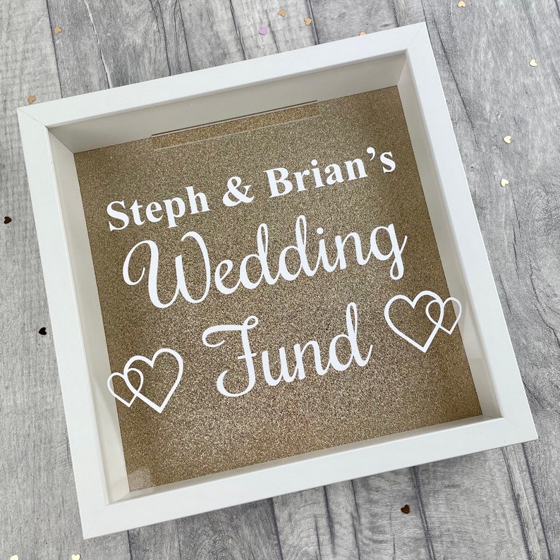 Personalised Wedding Fund Money Box Frame, Engagement Gift, Personalised names, Saving Fund Gift Present, Love Celebrate, Couple Perfect Day imagem 10