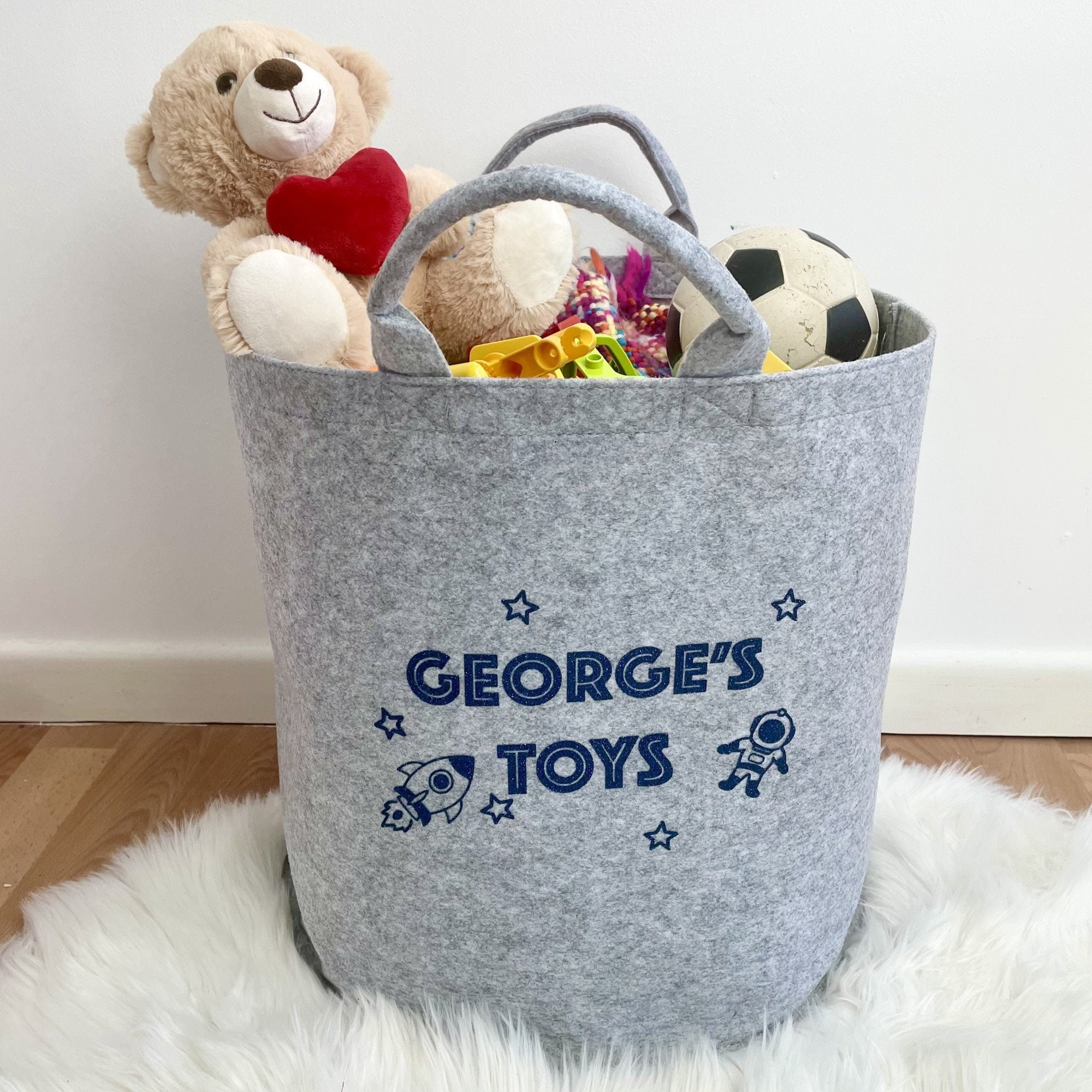 Boy's Personalised Toy Storage Bag Grey Felt Toy Storage Etsy