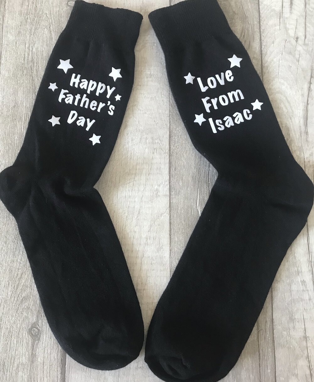 Image of Fathers Day Personalised Black Cotton Socks, Happy Father's Day.. Love From Children's Name/S, Best Daddy Gift Present Keepsake
